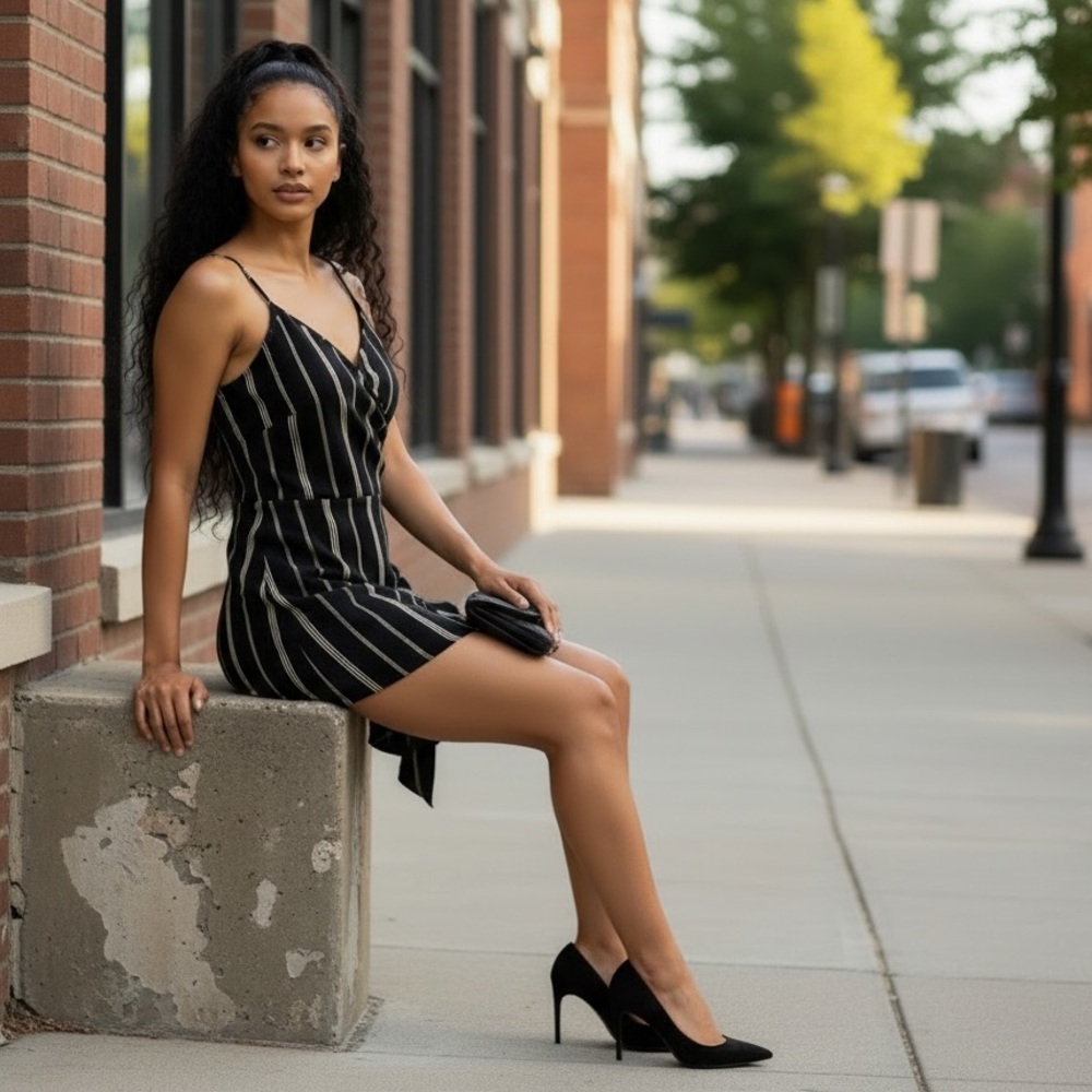 Almost Famous Black Striped Romper